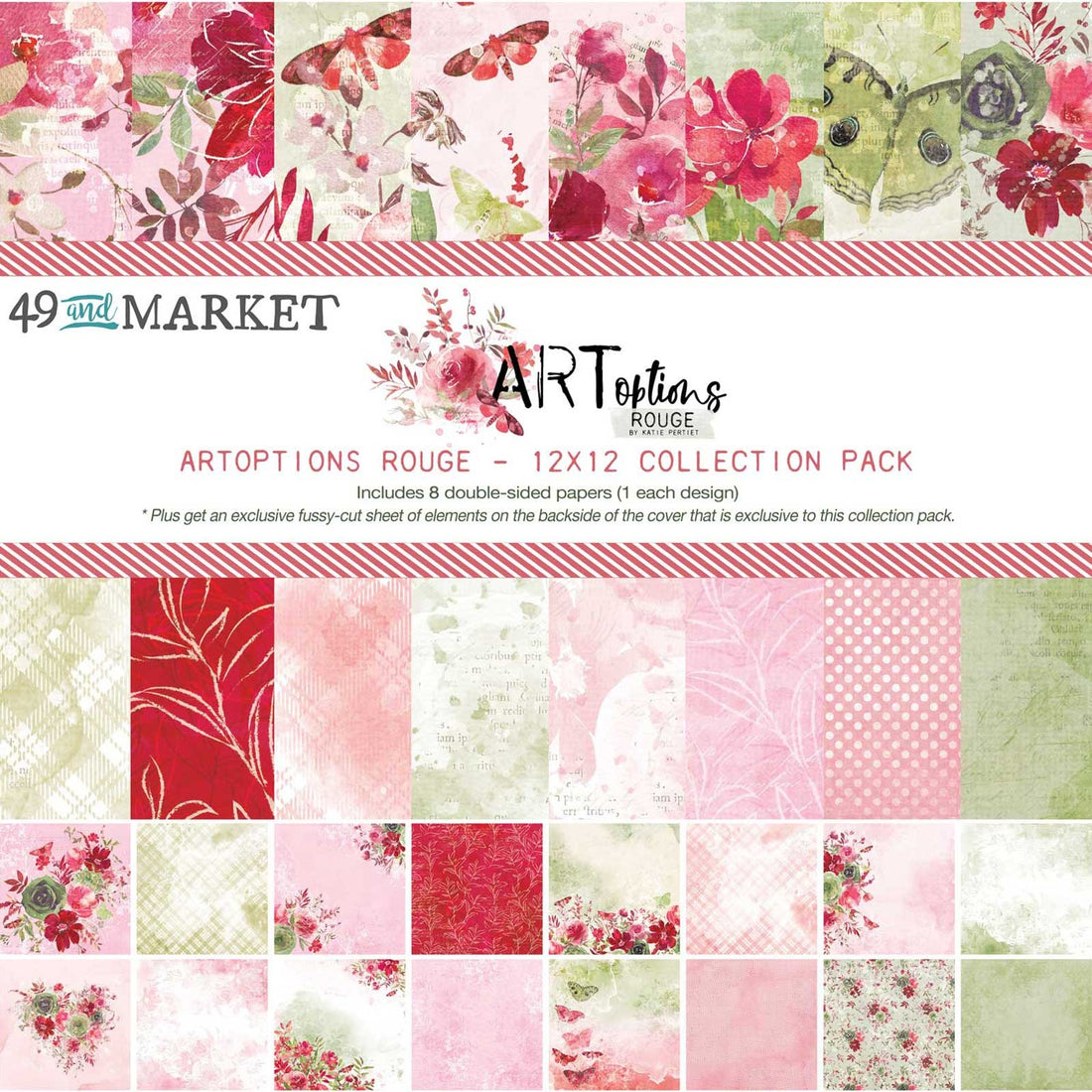49 and Market ArtOptions ROUGE 12"X12" COLLECTION PACK