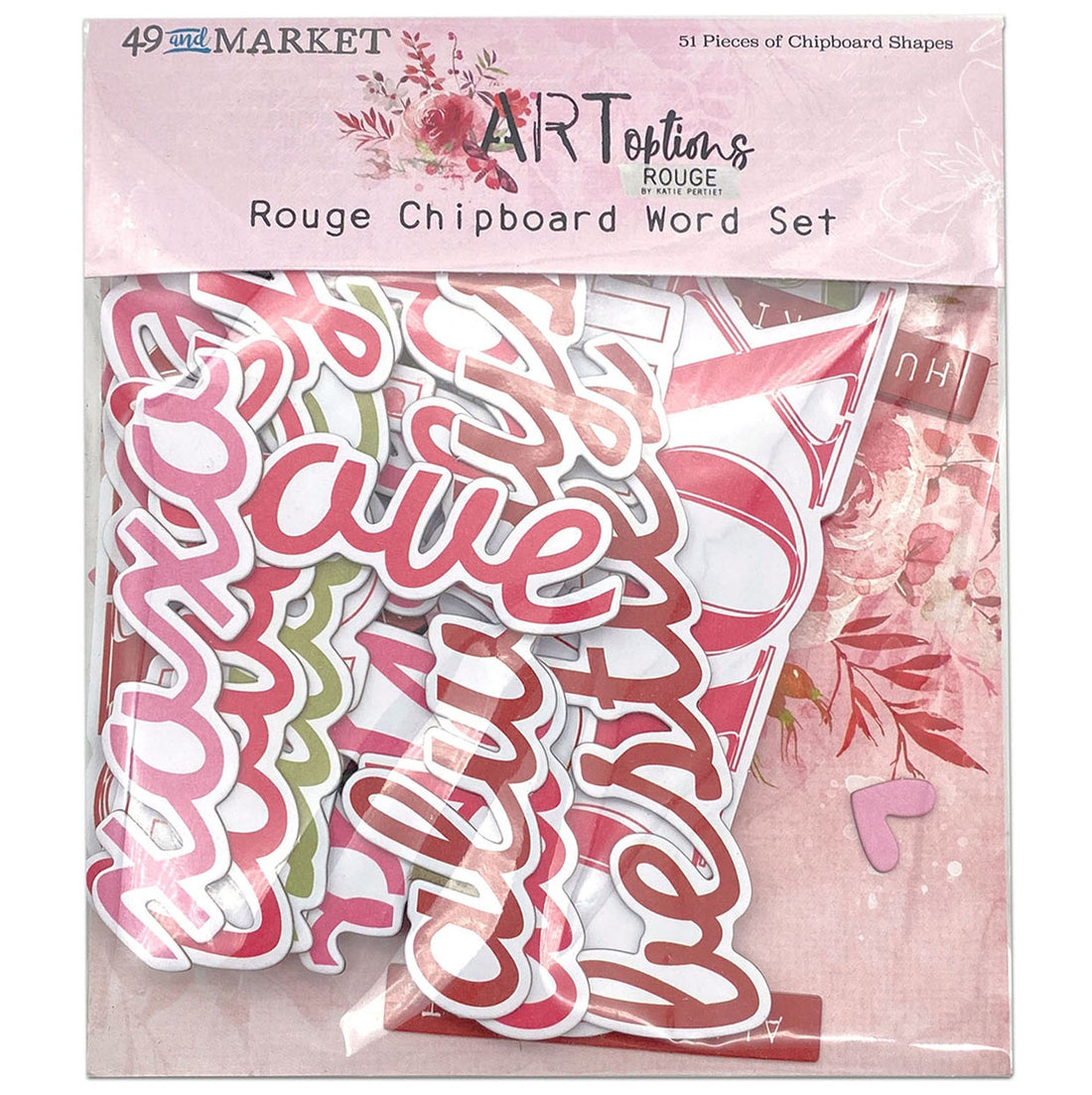 49 and Market ArtOptions ROUGE CHIPBOARD WORD SET 51pc