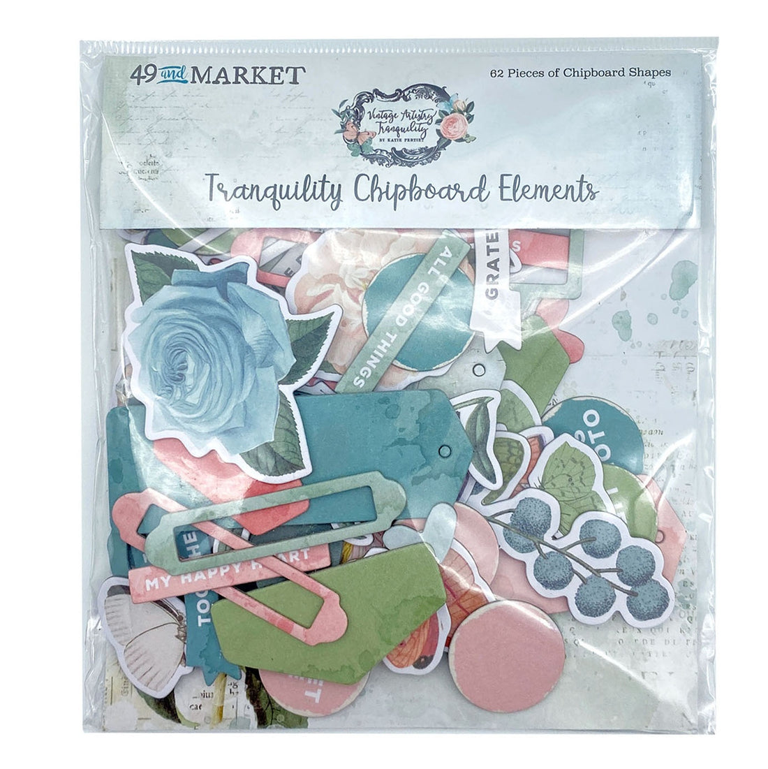 49 and Market Vintage Artistry TRANQUILITY CHIPBOARD ELEMENTS