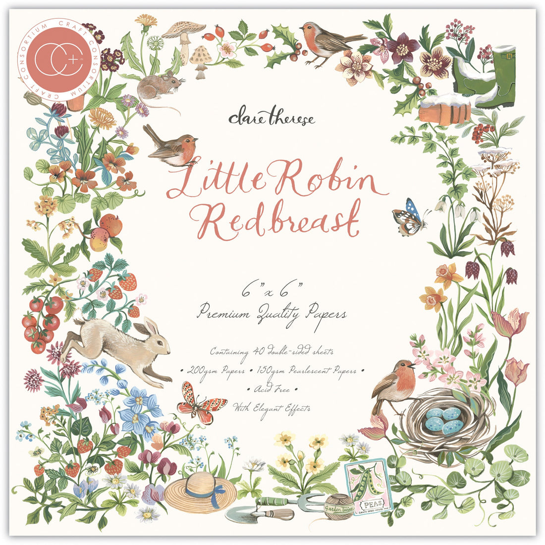 Craft Consortium LITTLE ROBIN REDBREAST 6”X6” Premium Paper Pad