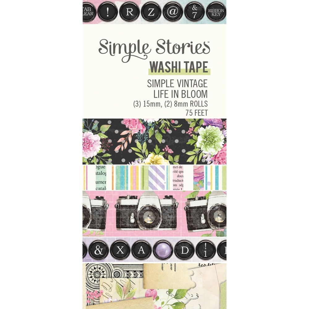 Simple Stories SIMPLE VINTAGE LIFE IN BLOOM Washi Tape 5 Rolls