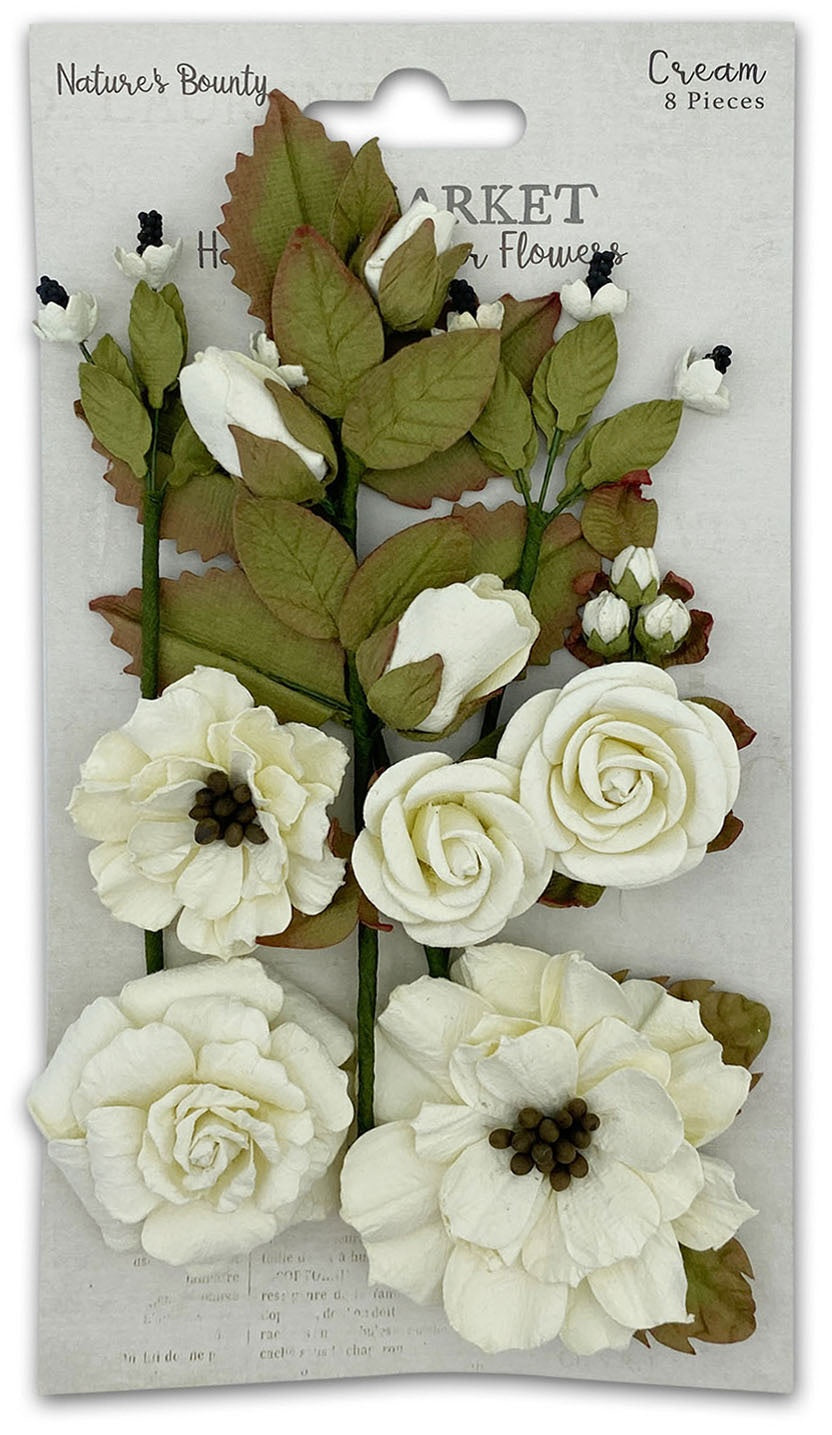 49 and Market NATURE’S BOUNTY Handmade Paper Flower Cream @Scrapbooksrus