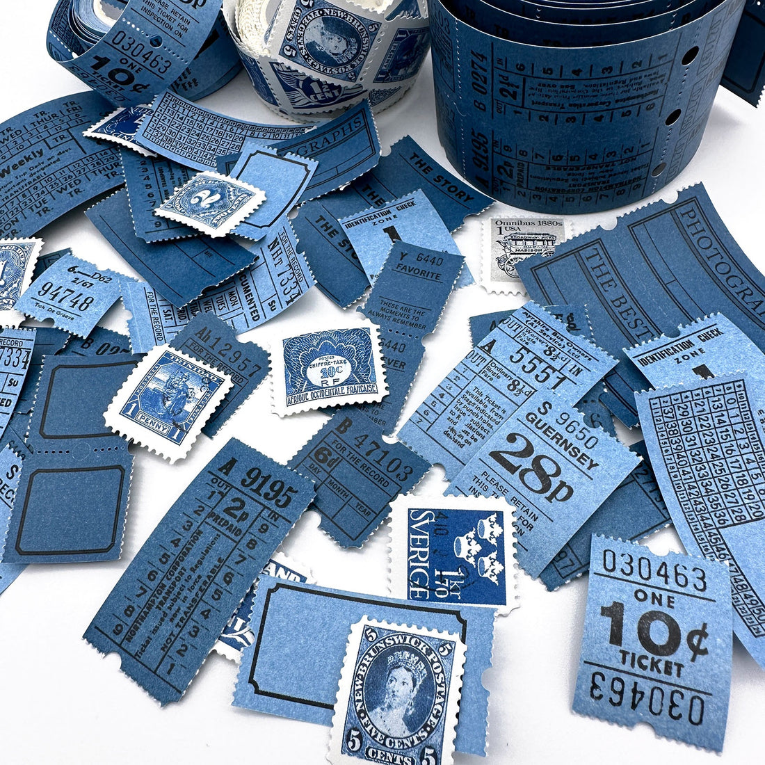 49 and Market Vintage Bits TICKET ESSENTIALS INKWELL Perforated Tickets &amp; Stamps 3 Rolls
