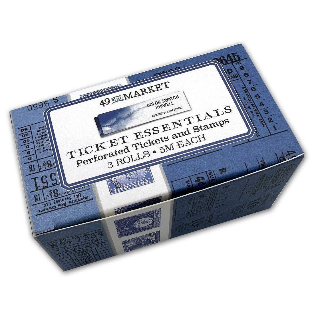 49 and Market Vintage Bits TICKET ESSENTIALS INKWELL Perforated Tickets &amp; Stamps 3 Rolls