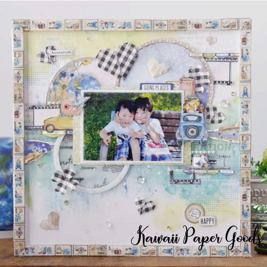 Memory Place BON VOYAGE 01 12X12 Scrapbook Paper