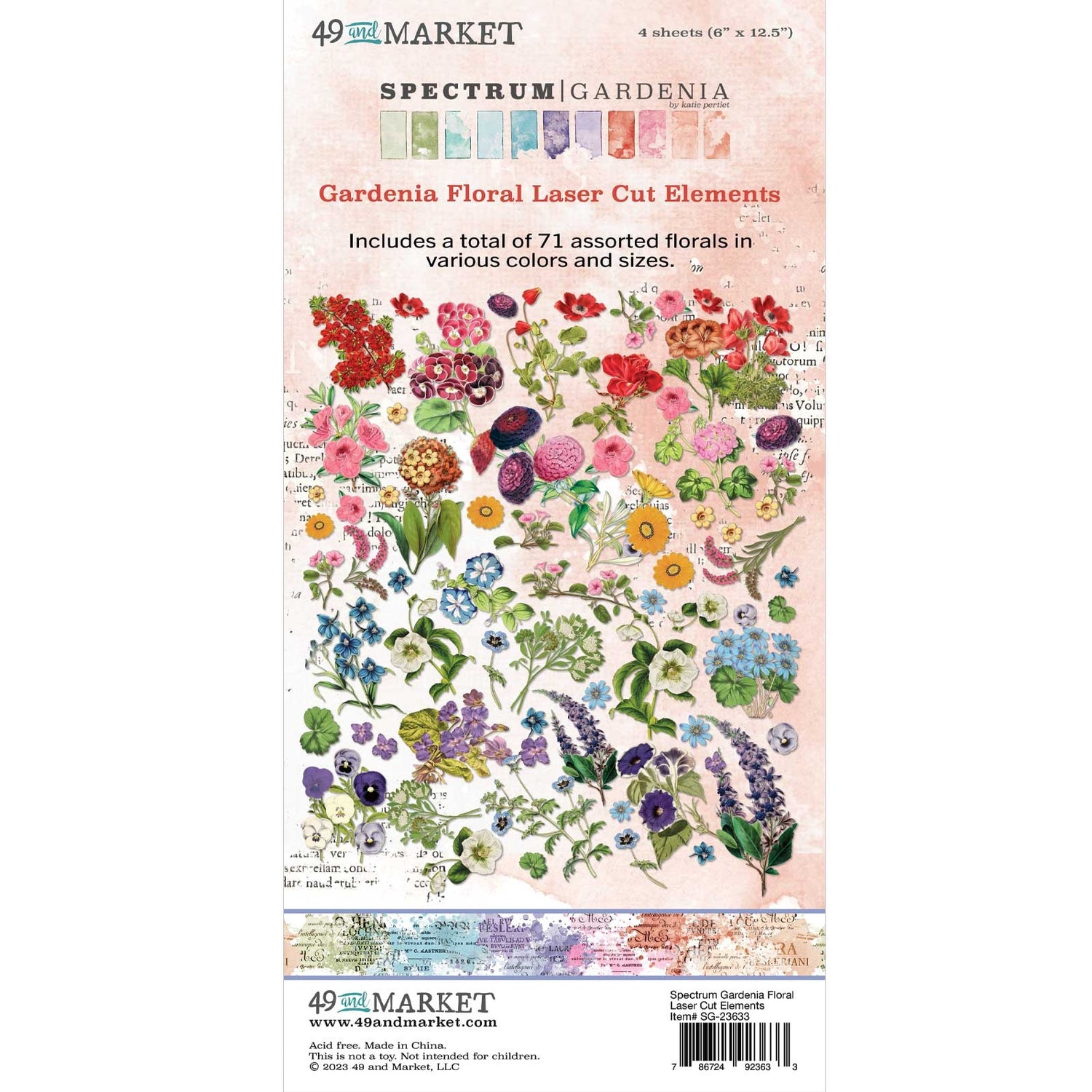 49 and Market Spectrum Gardenia FLORAL LASER CUT ELEMENTS 71pc