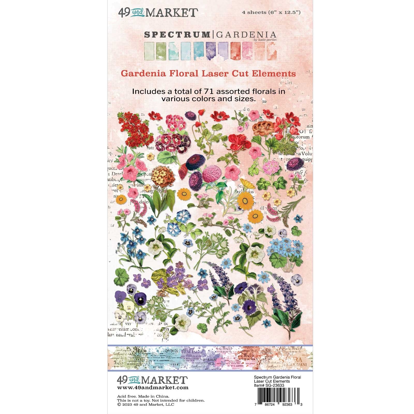 49 and Market Spectrum Gardenia FLORAL LASER CUT ELEMENTS 71pc