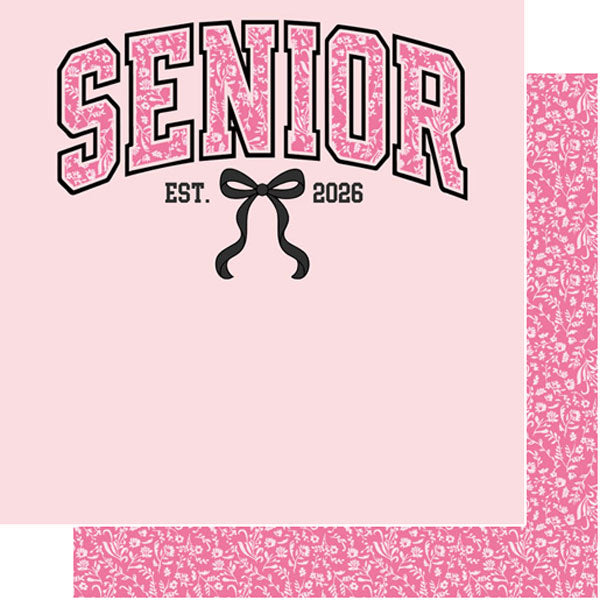 Scrapbook Customs Senior PINK Bow 12”X12”Scrapbook Paper