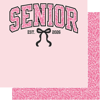 Scrapbook Customs Senior PINK Bow 12”X12”Scrapbook Paper