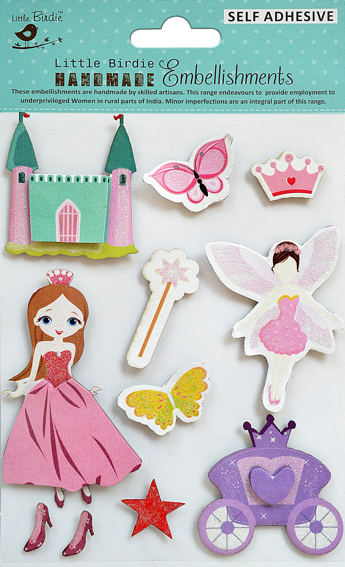 Little Birdie FAIRY CASTLE 3D Handmade Stickers Embellishments 11pc