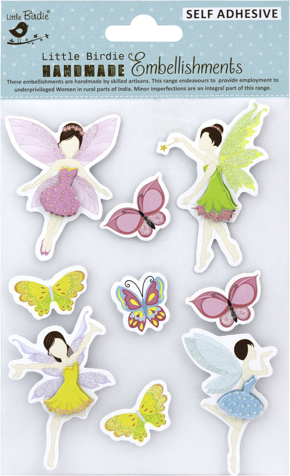 Little Birdie FAIRY TALE 3D Handmade Stickers Embellishments 9pc