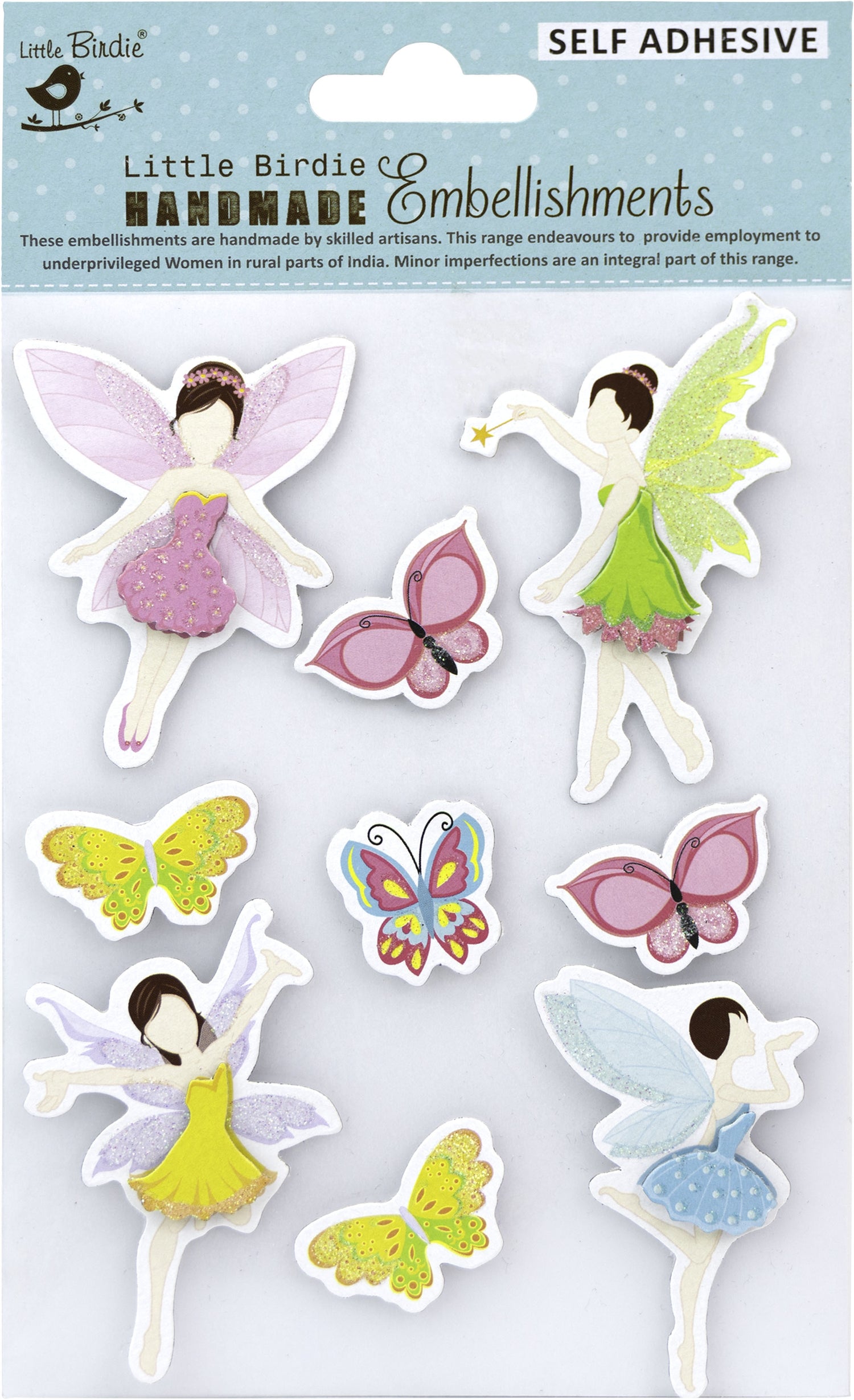 Little Birdie FAIRY TALE 3D Handmade Stickers Embellishments 9pc