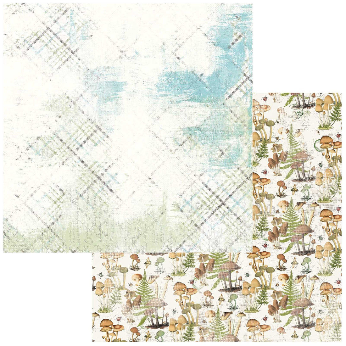 49 and Market Vintage Artistry Nature Study TATTERED WRITINGS 12"X12" Scrapbook Paper