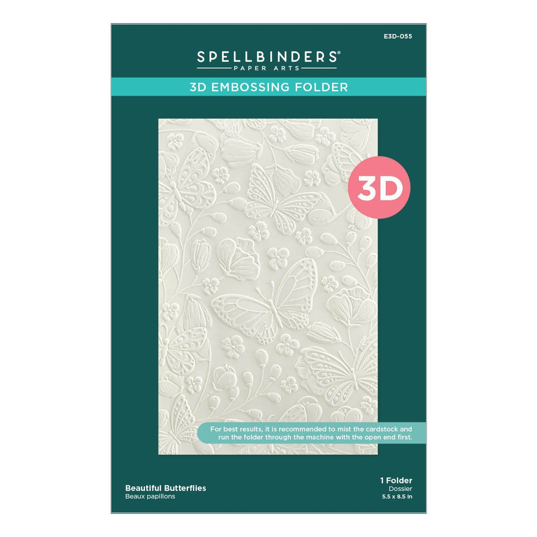 Spellbinders BEAUTIFUL BUTTERFLIES 3D Embossing Folder 5.5X8.5