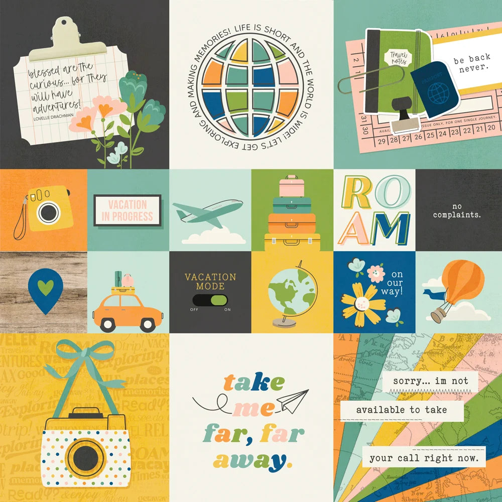 Simple Stories HAPPY TRAVELS 12”X12” Scrapbook Paper