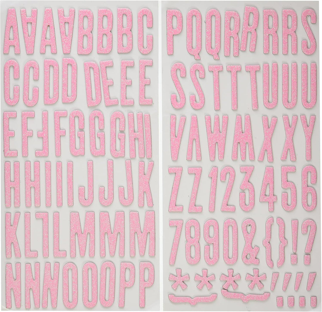 Thickers SHOEBOX BUBBLE Pink Glitter Letter Stickers