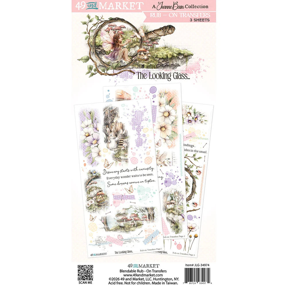 49 and Market THE LOOKING GLASS Rub-On Transfers 3 Sheets