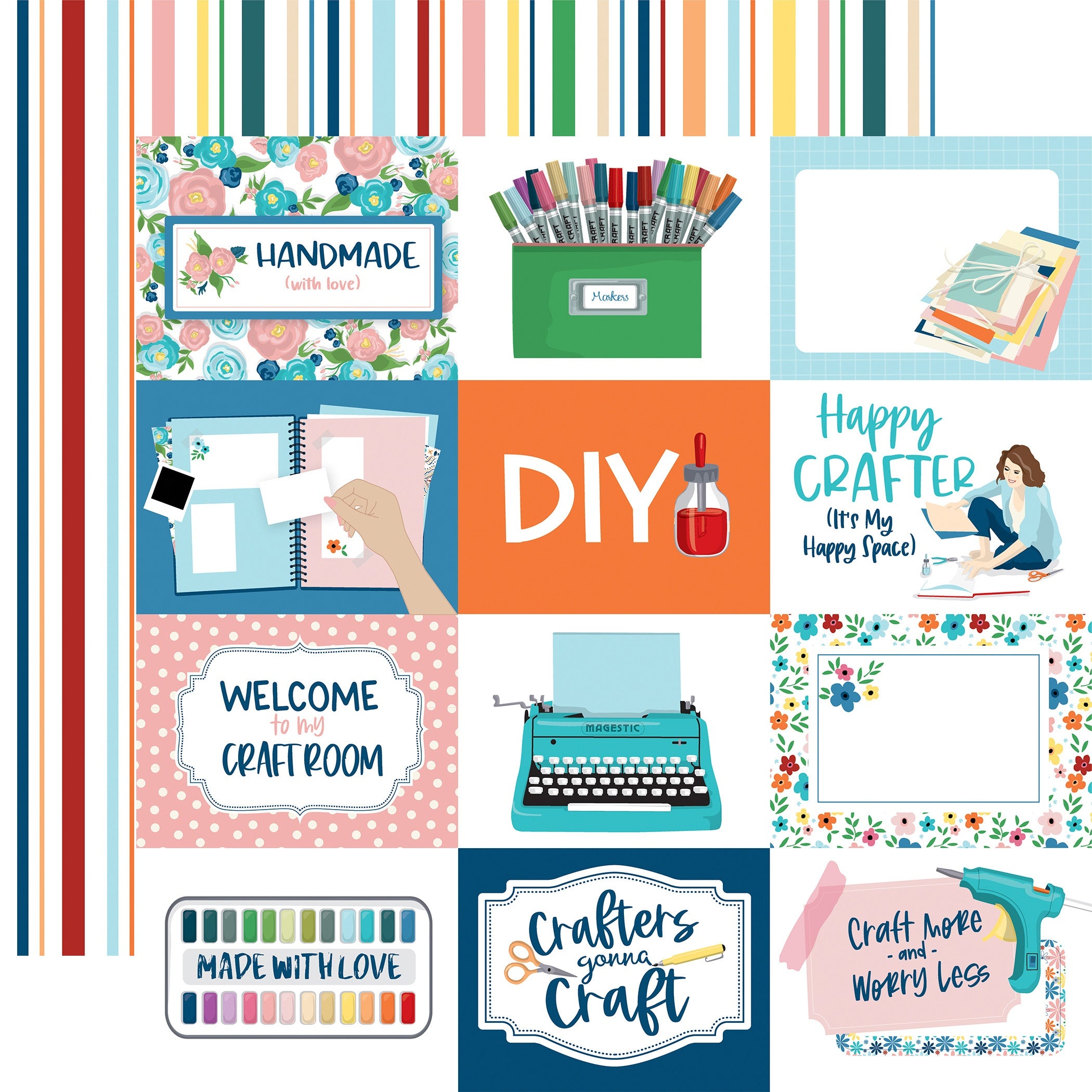 Carta Bella HAPPY CRAFTING 12&quot;X12&quot; Scrapbook Paper