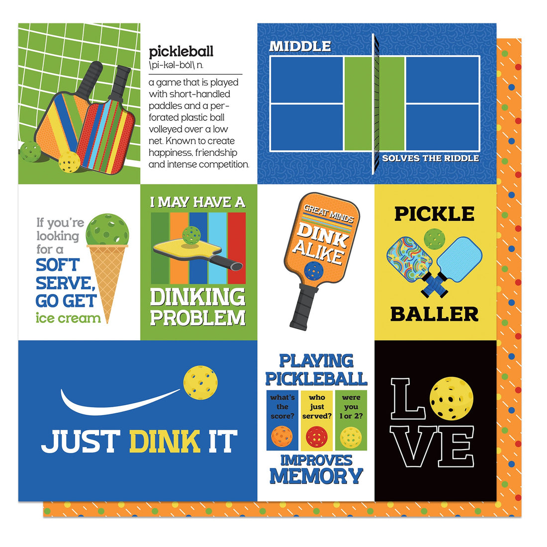 Photoplay Pickleball DILLBALL 12”X12” Scrapbook Paper