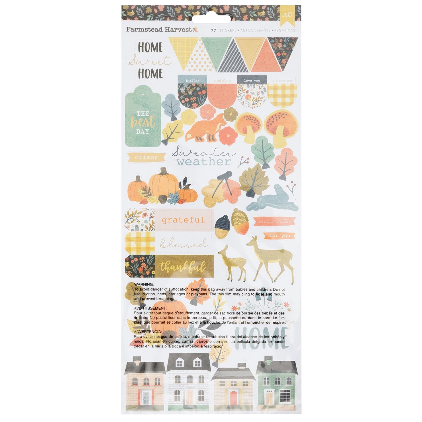 American Crafts FARMSTEAD HARVEST Fall Stickers 77pc