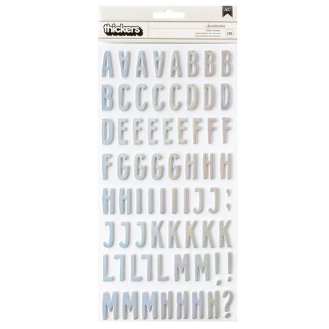THICKERS SPOOKTACULAR Silver Foil Foam Letter Stickers