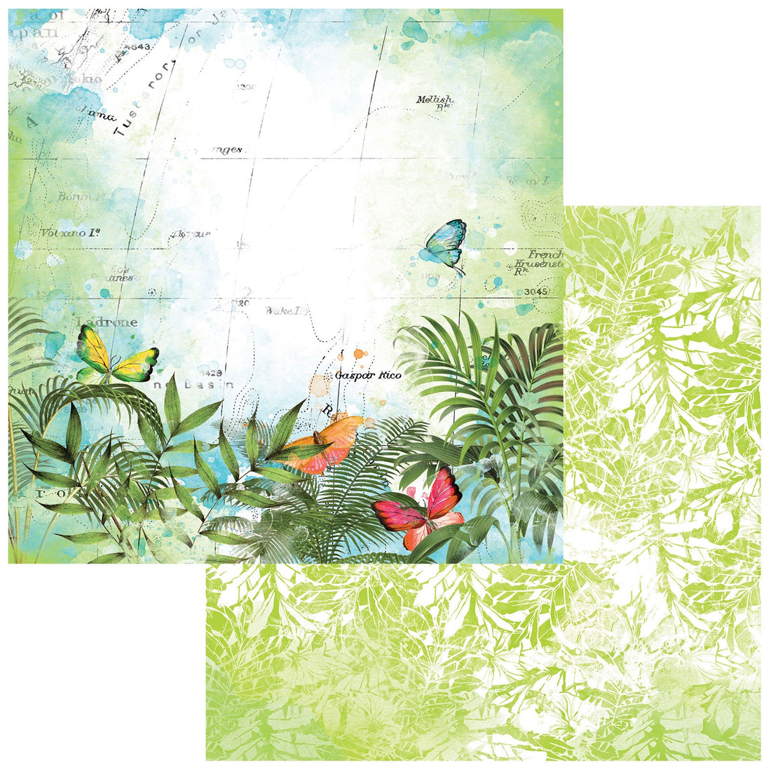 49 and Market Vintage Artistry SUNBURST ABASK IN PARADISE 12"X12" Scrapbook Paper