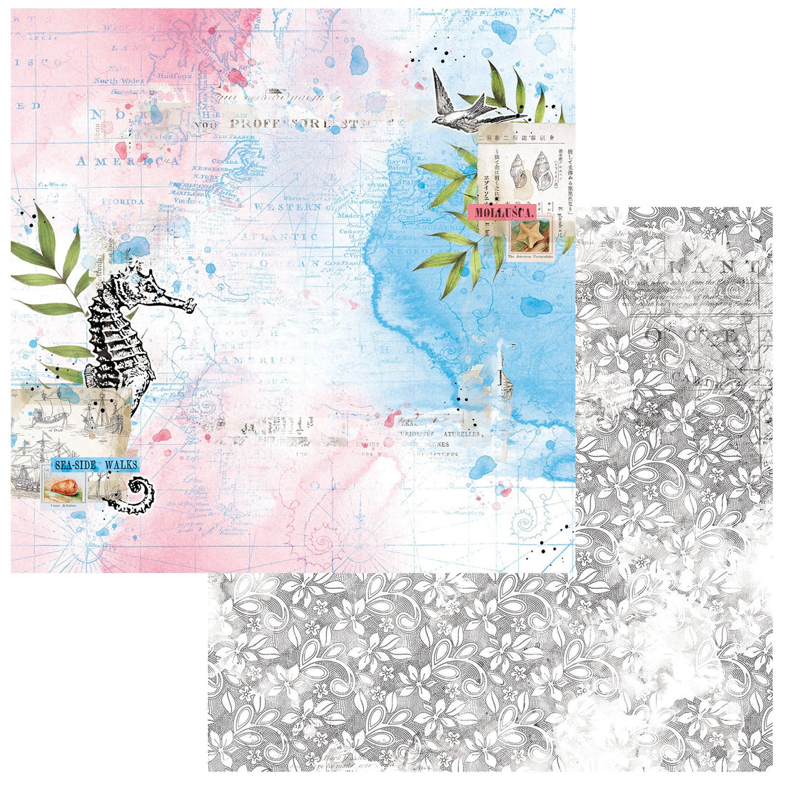 49 and Market Vintage Artistry SUNBURST HIDDEN TREASURE 12"X12" Scrapbook Paper