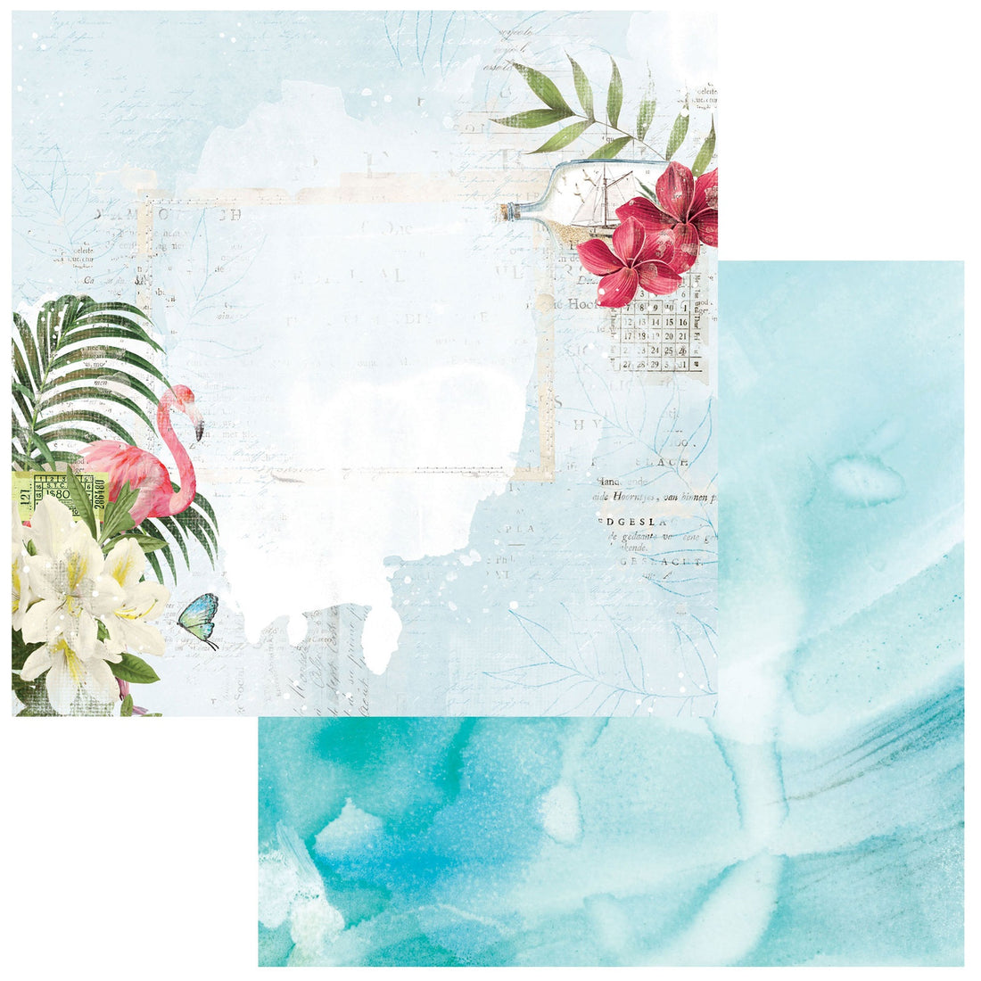 49 and Market Vintage Artistry SUNBURST FLAMINGO TERRACE 12"X12" Scrapbook Paper