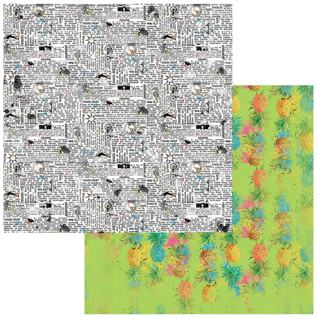 49 and Market Vintage Artistry SUNBURST DEFINING SUMMER 12"X12" Scrapbook Paper