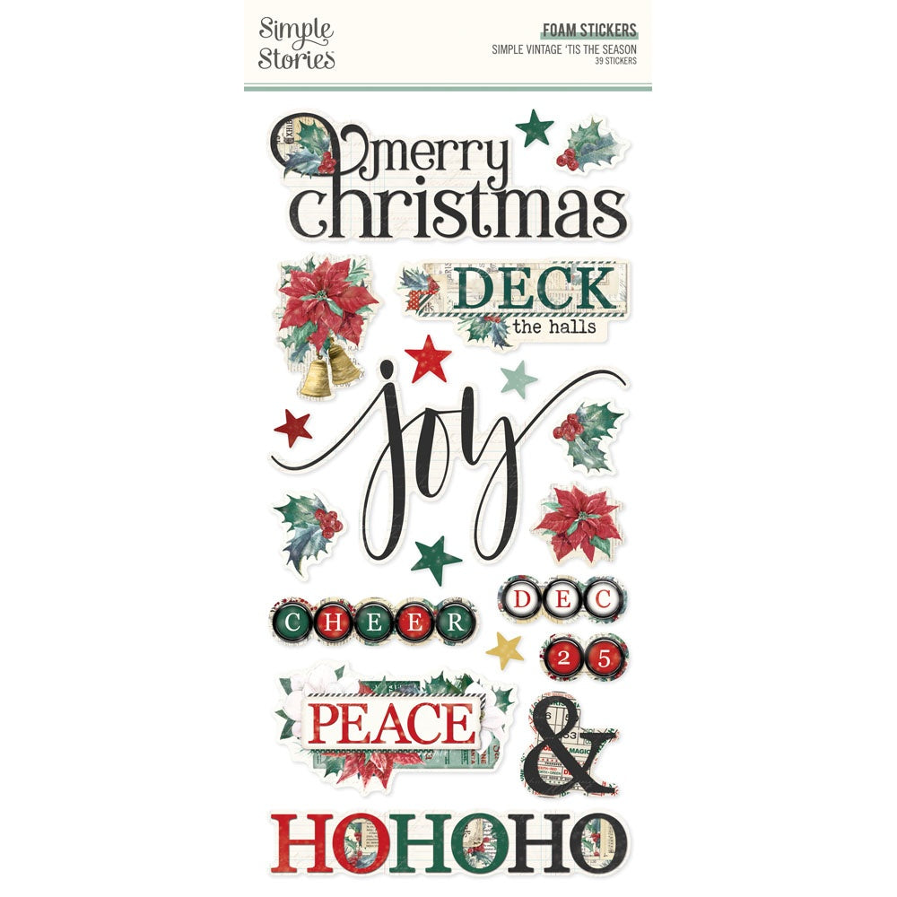 Simple Stories Simple Vintage TIS THE SEASON Foam Stickers 39pc