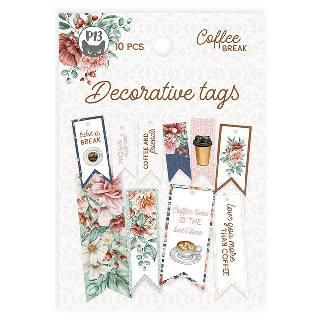 P13 Coffee Break DECORATIVE TAGS 10pc