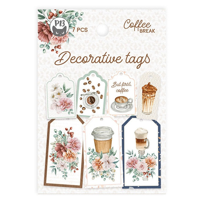 P13 Coffee Break DECORATIVE TAGS 7pc