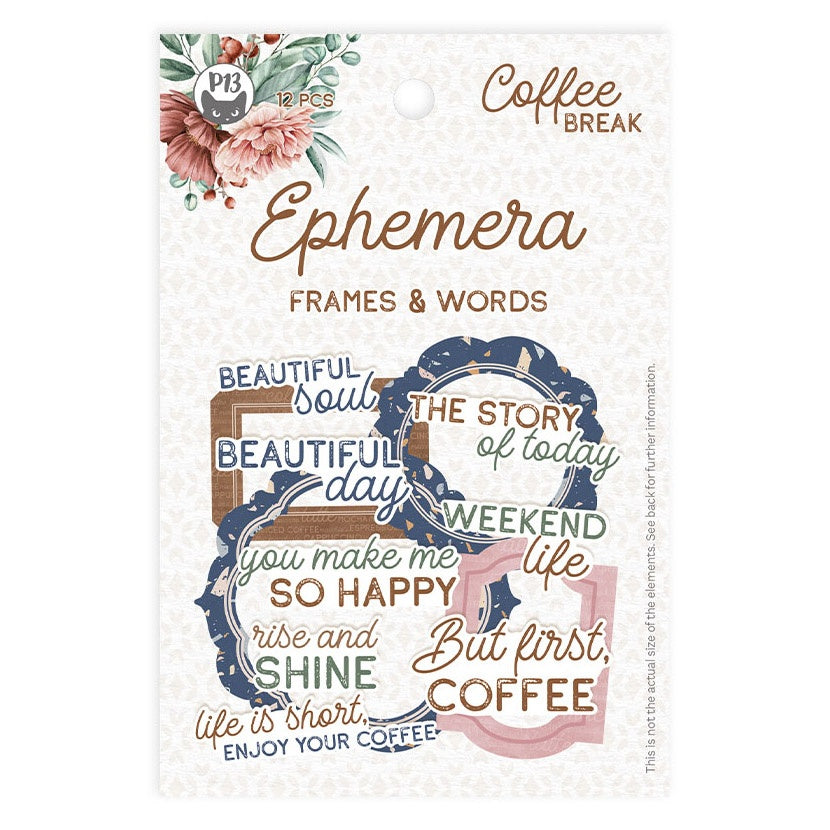 P13 Coffee Break FRAMES & WORDS Ephemera 12pc