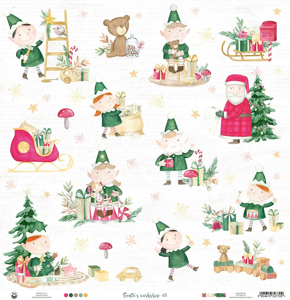 P13 SANTAS WORKSHOP 05 12&quot;X12&quot; Scrapbook Paper 1 Sheet