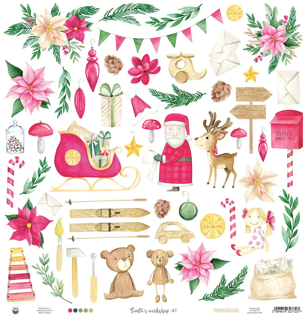 P13 SANTAS WORKSHOP 07 12&quot;X12&quot; Scrapbook Paper 1 Sheet