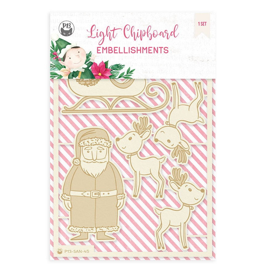 P13 SANTA’S WORKSHOP Light Chipboard Icons Christmas