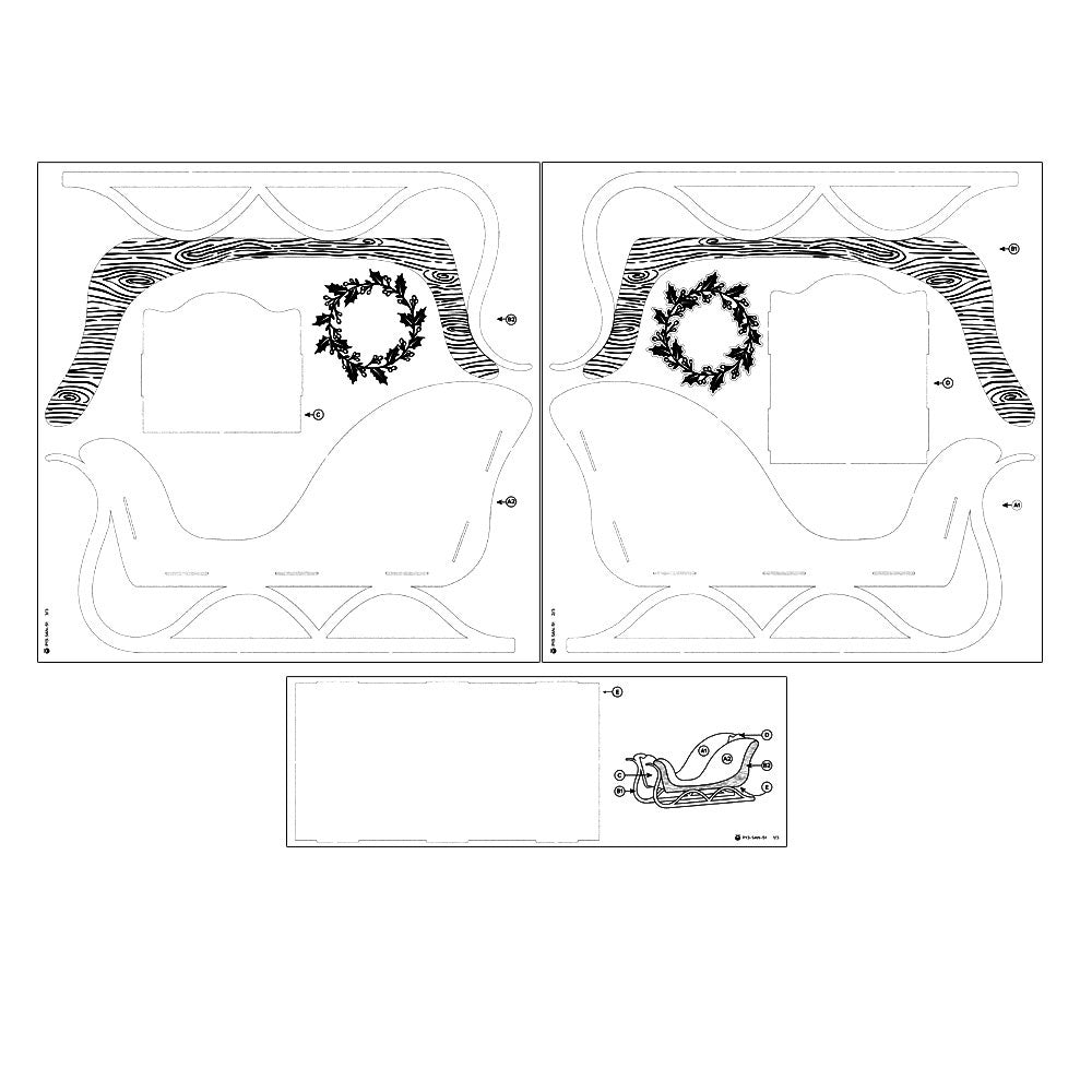 P13 Light Chipboard 3D SANTA SLEIGH