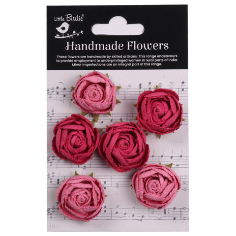 Little Birdie Handmade Flowers ENGLISH ROSES PRECIOUS PINK 6pc