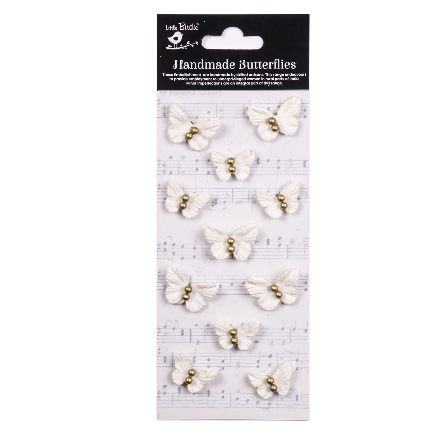 Little Birdie Handmade Flowers BUTTERFLIES IVORY PEARL 11pc