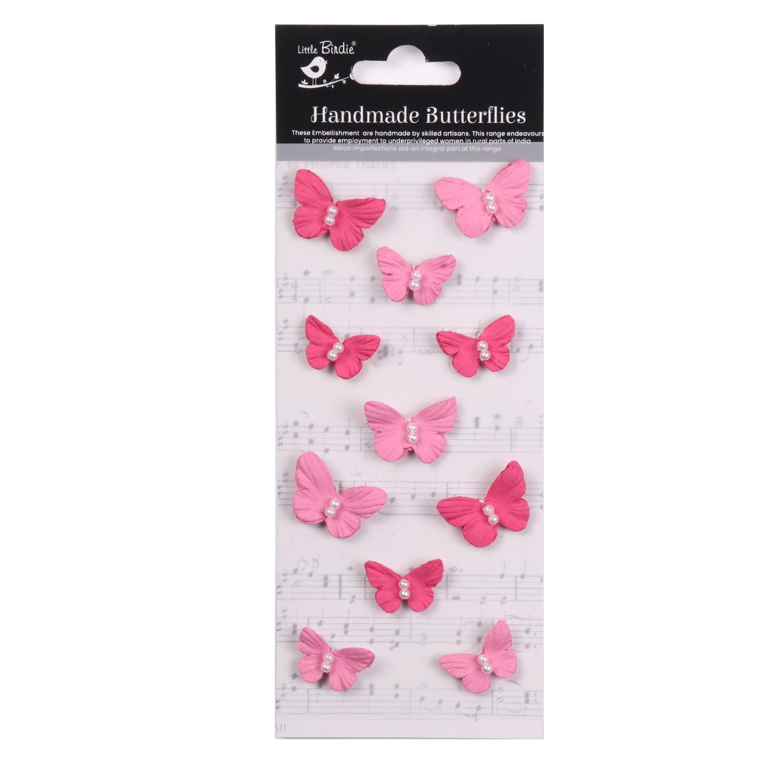 Little Birdie Handmade Flowers BUTTERFLIES PRECIOUS PINK 11pc