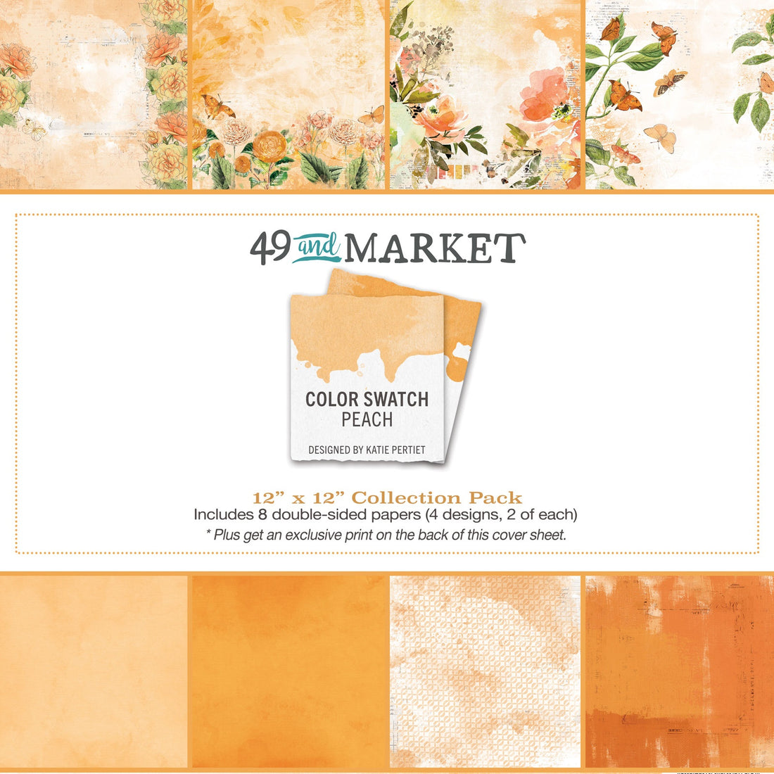 49 and Market Color Swatch PEACH 12x12 SCRAPBOOK COLLECTION Paper Pack