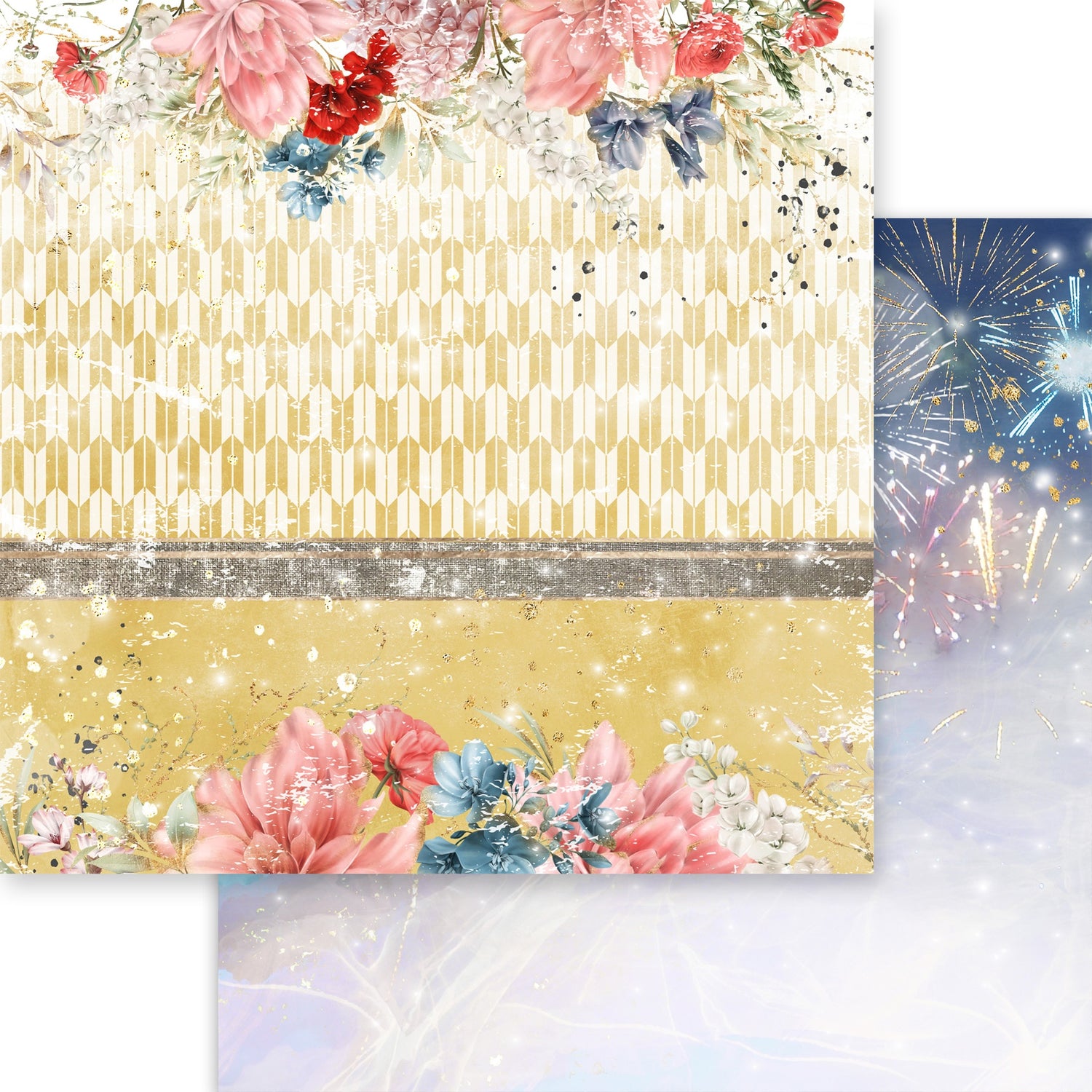 Asuka Studio MOON BUNNY CELEBRATION FIREWORKS 12X12 Scrapbook Paper