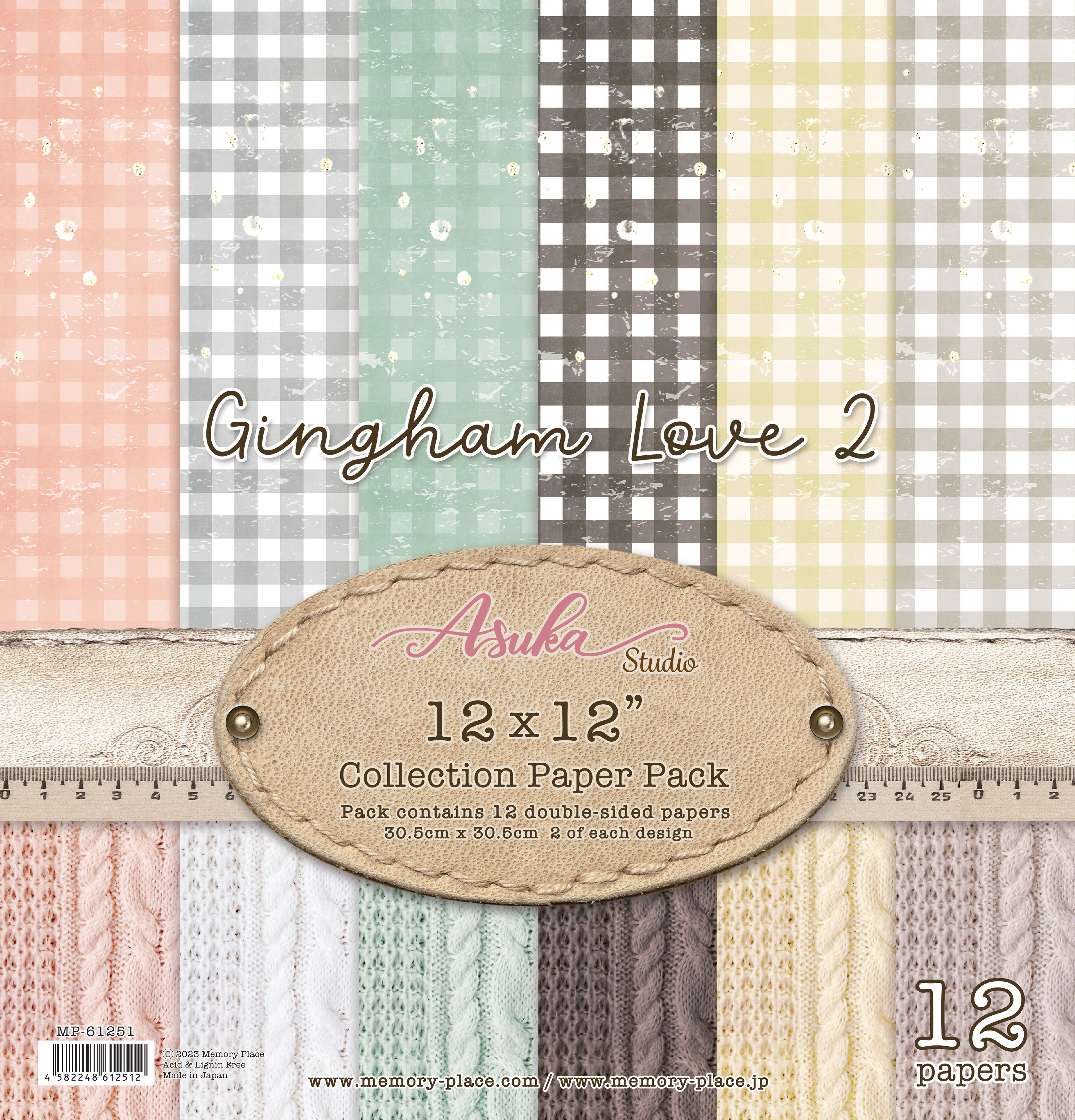 Asuka Studio GINGHAM LOVE 2 12”X12” Collection Paper Pack