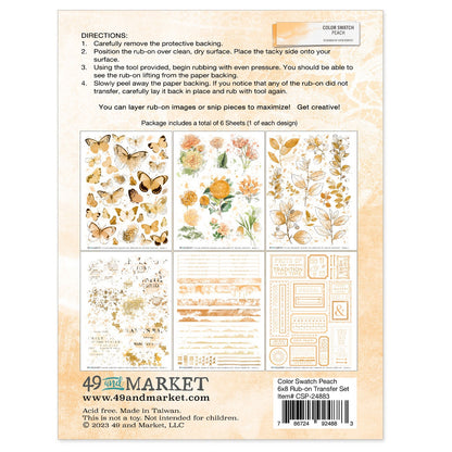 49 and Market Color Swatch PEACH RUB-ON TRANSFER SET Rubon
