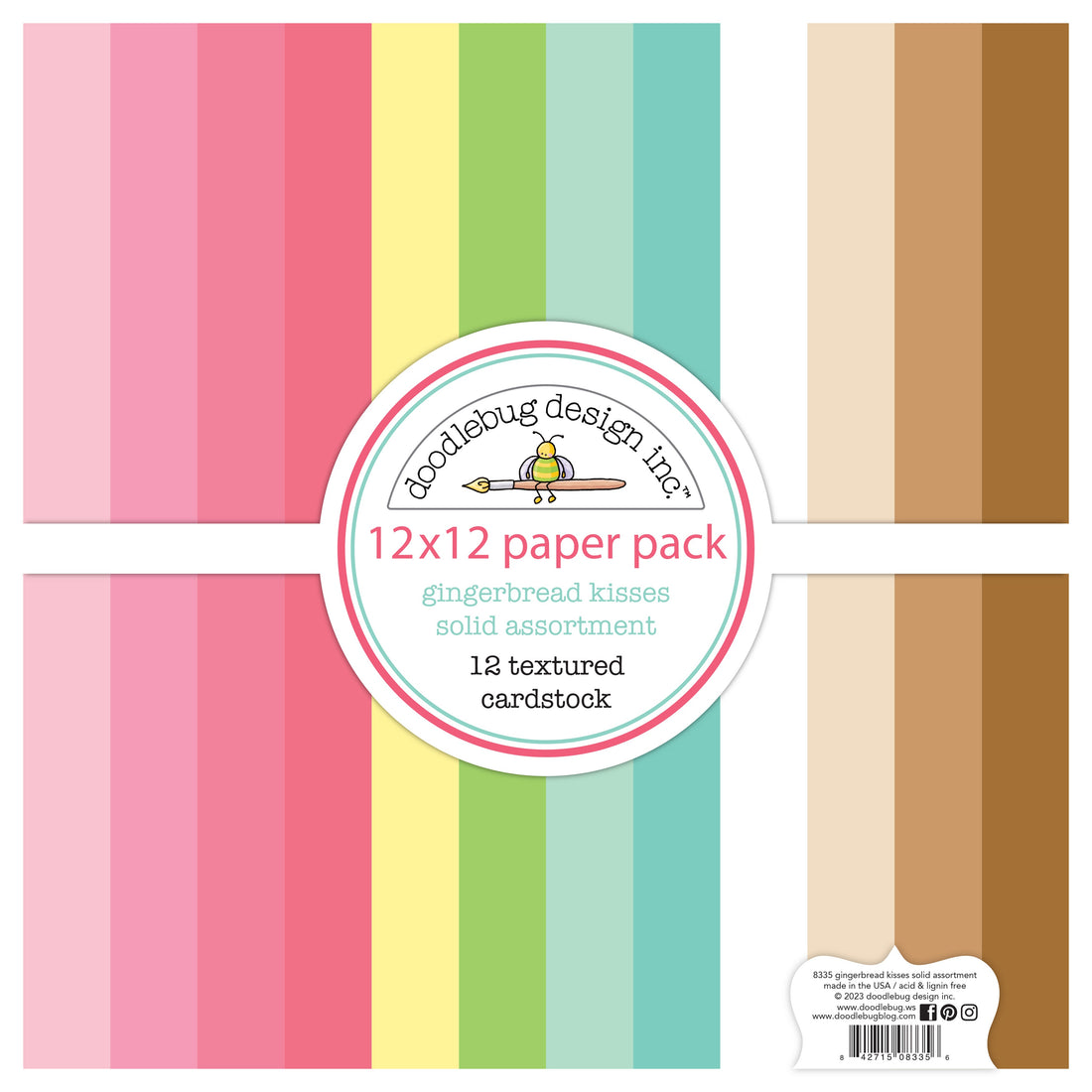 Doodlebug Gingerbread Kisses SOLID ASSORTMENT 12X12 12 Sheets