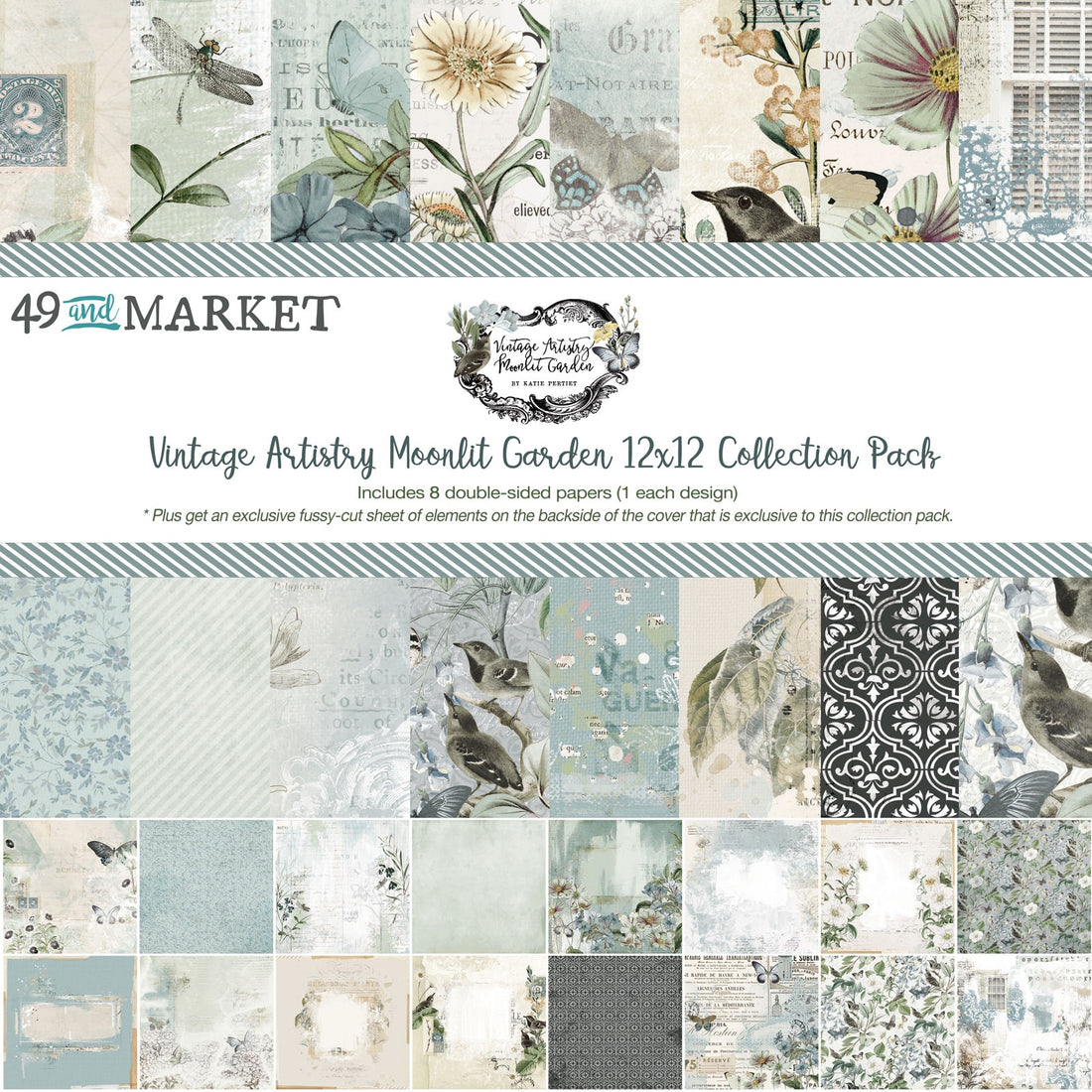 49 and Market Vintage Artistry MOONLIT GARDEN 12x12 Collection Pack