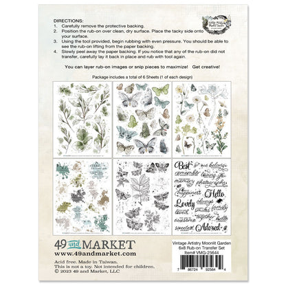 49 and Market Vintage Artistry Moonlit Garden RUB-ON TRANSFER SET 6”X8”