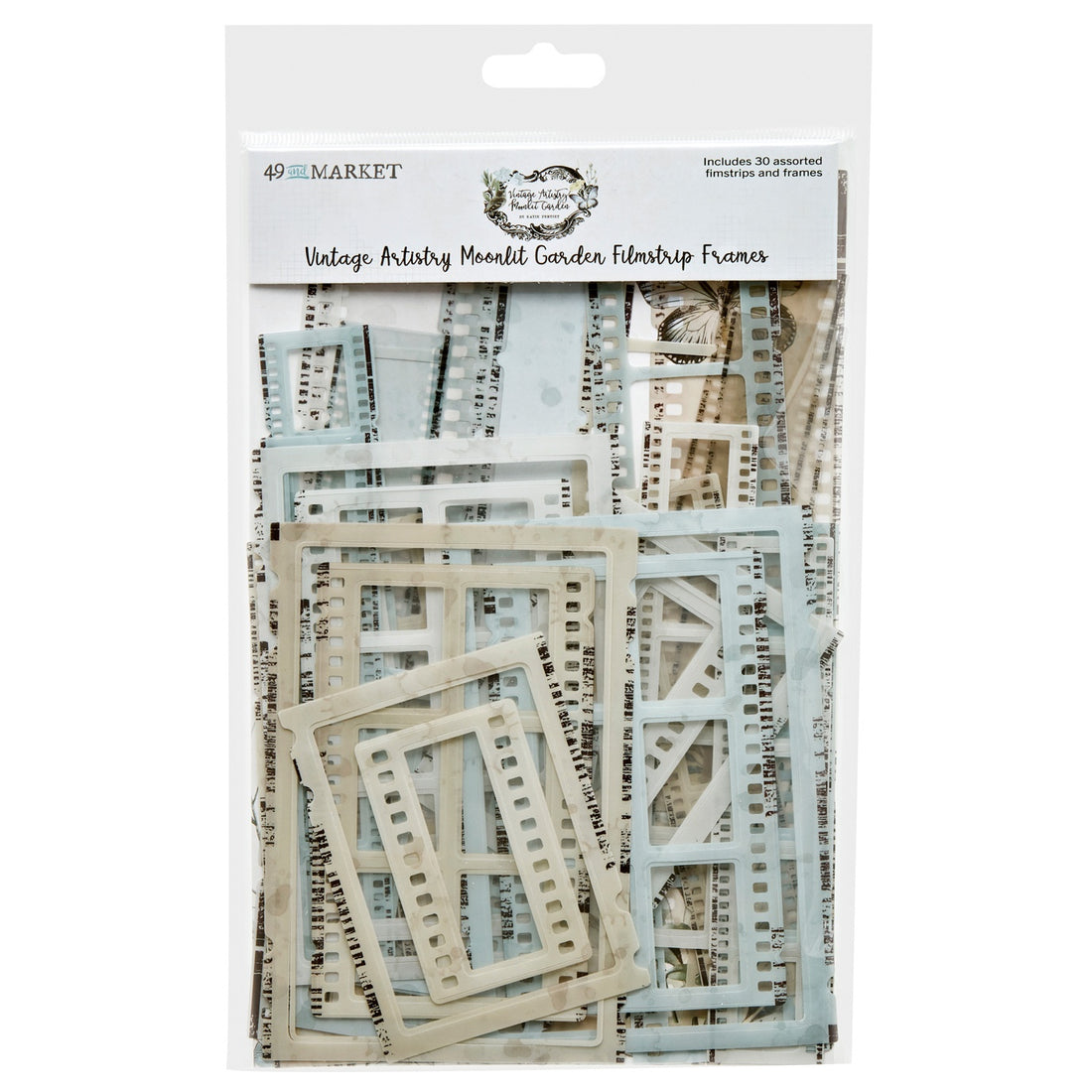 49 and Market Vintage Artistry Moonlit Garden FILMSTRIP FRAMES 30pc