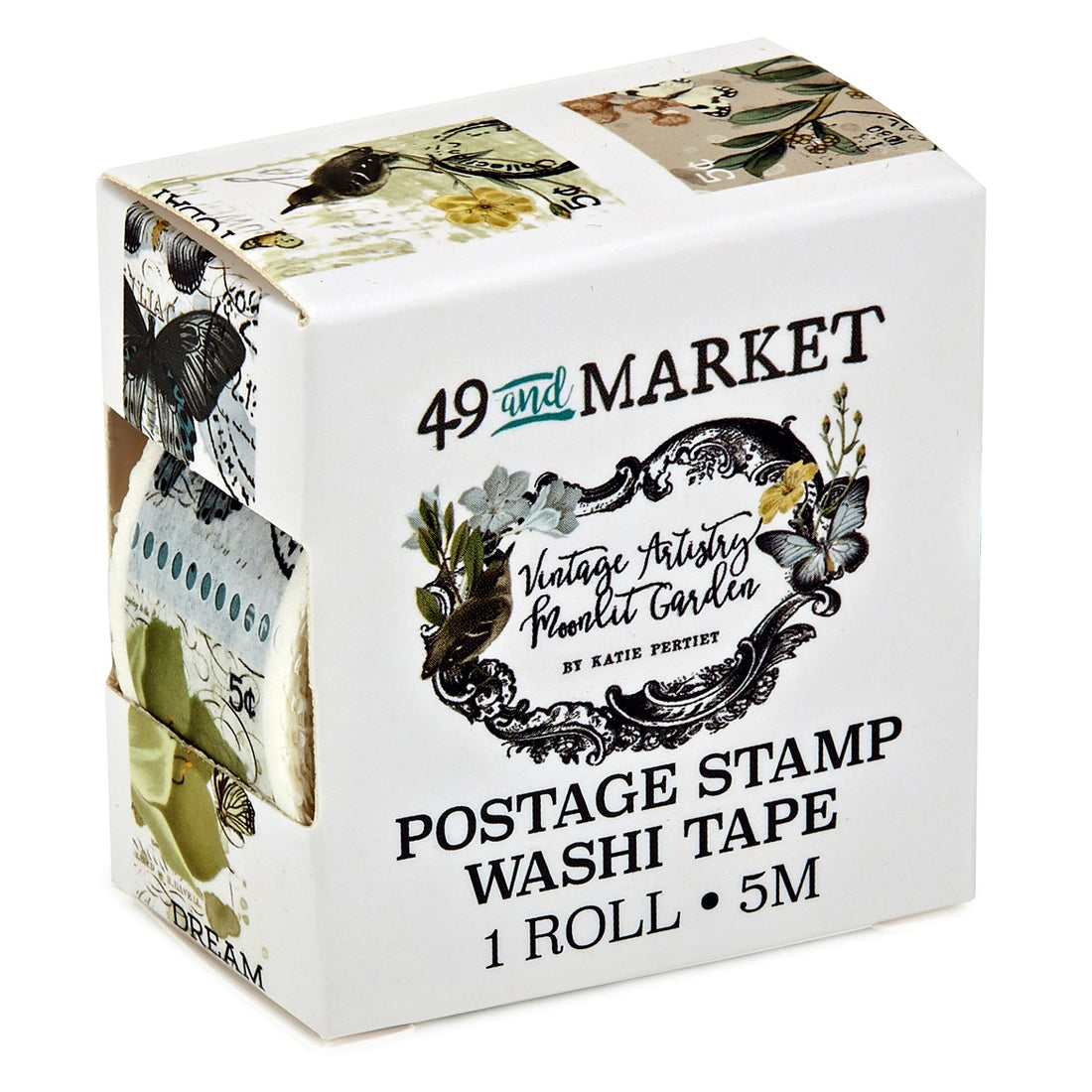 49 and Market Vintage Artistry Moonlit Garden POSTAGE STAMP WASHI TAPE 1 Roll