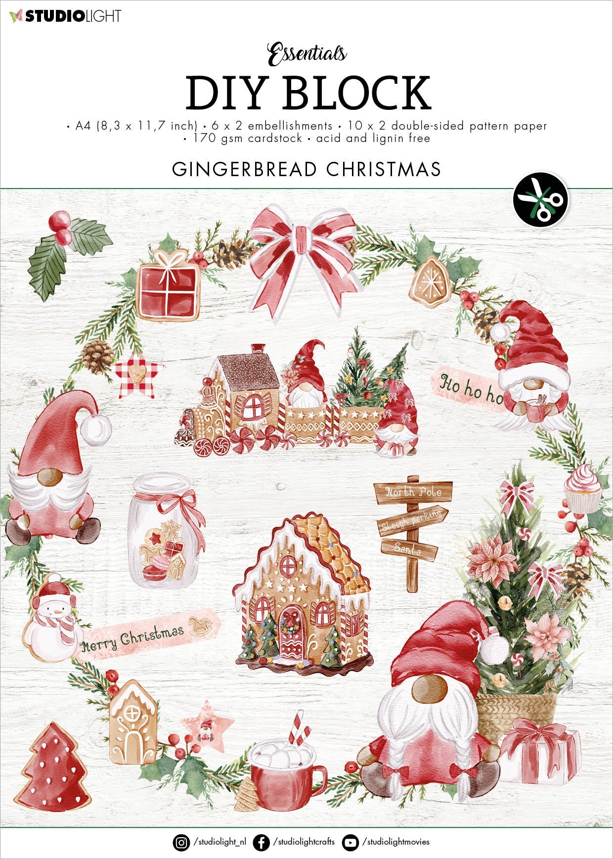 Studio Light Essentials GINGERBREAD CHRISTMAS A4 DIY Block